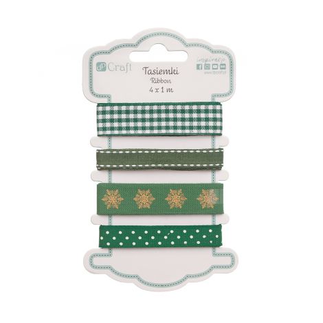 Tasiemki satynowe dpCraft Green Basics, 4x1m