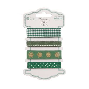 Tasiemki satynowe dpCraft Green Basics, 4x1m