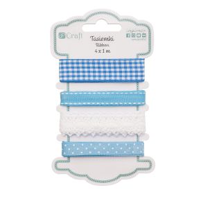 Tasiemki satynowe dpCraft Blue Basics, 4x1m