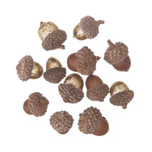 Żołędzie dpCraft Naturalne z brokatem, 12szt