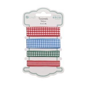 Tasiemki satynowe dpCraft Checked, 4x1m