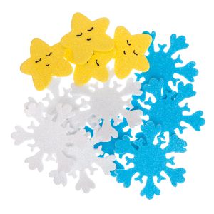 Naklejki z pianki dpCraft Brokat Gwiazdki i Śnieżynki, 12szt