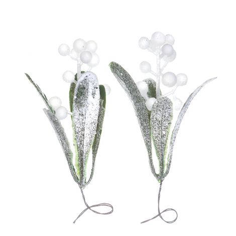 Gałązki dpCraft Szronione z Jagodami białymi, 10cm, 2szt
