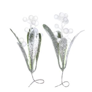 Gałązki dpCraft Szronione z Jagodami białymi, 10cm, 2szt