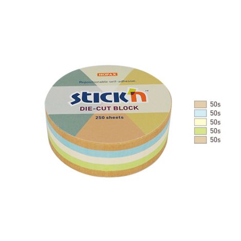 Karteczki samoprzylepne Stick'n 67x67mm, 250szt Koło