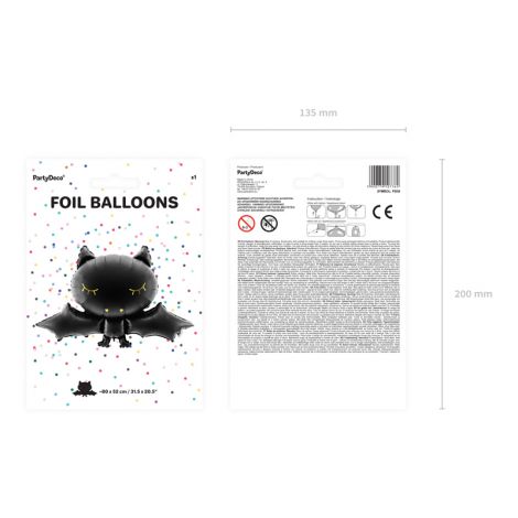 Balon foliowy Nietoperz, 80x52cm, czarny - 5