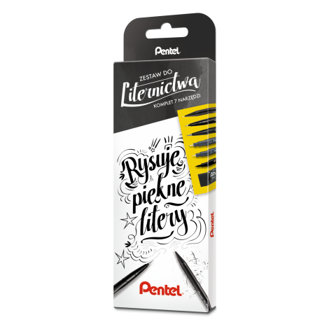 Zestaw pisaków Pentel do liternictwa, 7 sztuk