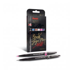 Pisaki pędzelkowe Pentel Brush Sign Pen Artist, 6 kolorów