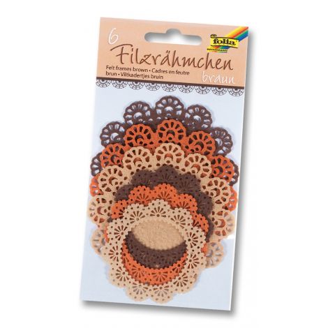 Filcowa koronka Folia okrągła Mix Brązowy, 6szt