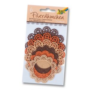 Filcowa koronka Folia okrągła Mix Brązowy, 6szt