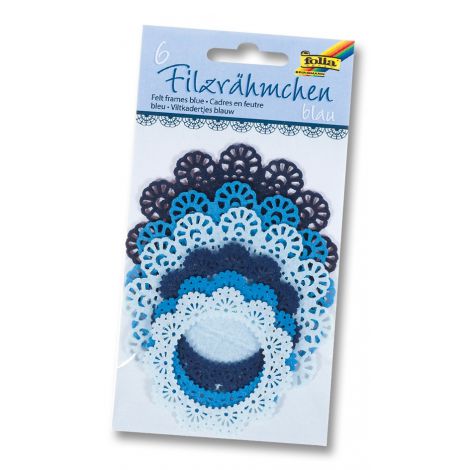 Filcowa koronka Folia okrągła Mix Niebieski, 6szt