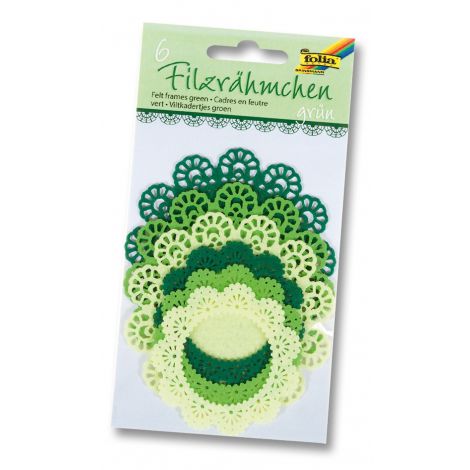 Filcowa koronka Folia okrągła Mix Zielony, 6szt