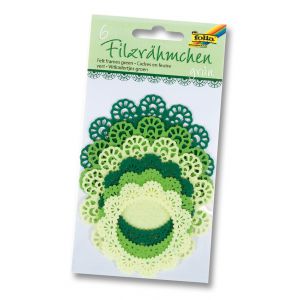 Filcowa koronka Folia okrągła Mix Zielony, 6szt