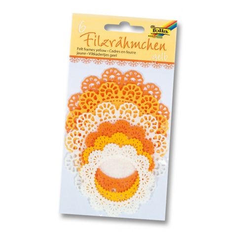 Filcowa koronka Folia okrągła Mix Żółty, 6szt