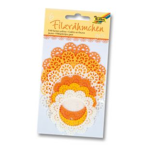Filcowa koronka Folia okrągła Mix Żółty, 6szt