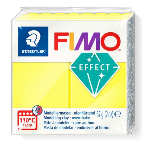 Kostka FIMO leather effect 57g, neon żółty, masa termoutwardzalna