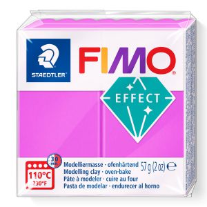 Kostka FIMO leather effect 57g, neon fioletowy, masa termoutwardzalna