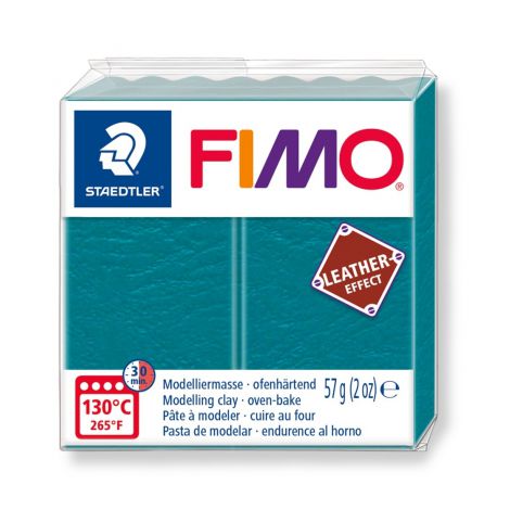 Kostka FIMO leather effect 57g, błękitna laguna , masa termoutwardzalna