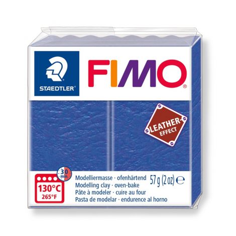 Kostka FIMO leather effect 57g, niebieski, masa termoutwardzalna