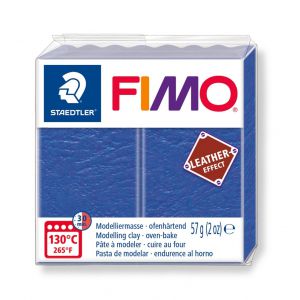 Kostka FIMO leather effect 57g, niebieski, masa termoutwardzalna
