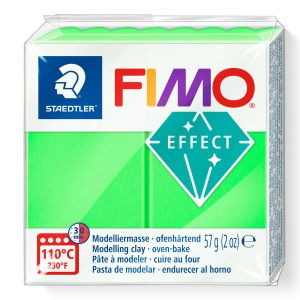 Kostka FIMO leather effect 57g, neon zielony, masa termoutwardzalna