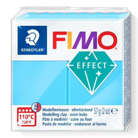 Kostka FIMO leather effect 57g, neon niebieski, masa termoutwardzalna