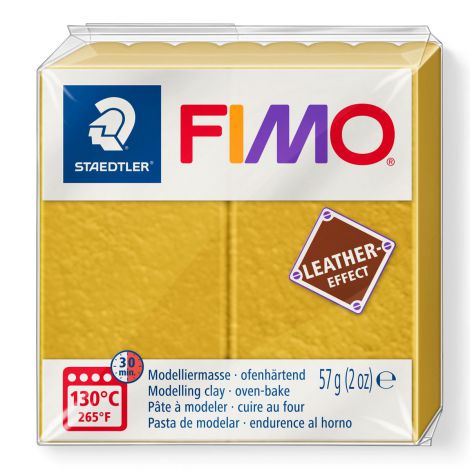 Kostka FIMO leather effect 57g, ochra, masa termoutwardzalna