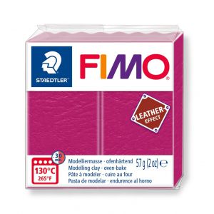 Kostka FIMO leather effect 57g, amarantowy, masa termoutwardzalna