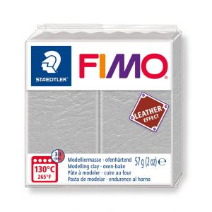 Kostka FIMO leather effect 57g, jasnoszary, masa termoutwardzalna