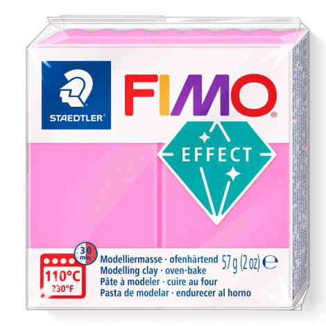 Kostka FIMO leather effect 57g, neon różowy, masa termoutwardzalna