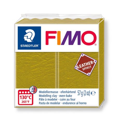 Kostka FIMO leather effect 57g, oliwkowy, masa termoutwardzalna