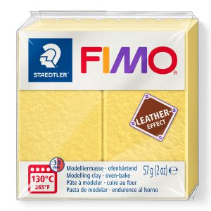 Kostka FIMO leather effect 57g, żółty szafran, masa termoutwardzalna