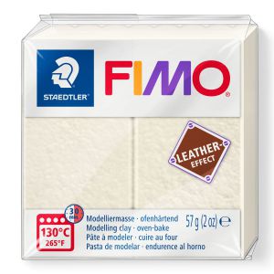 Kostka FIMO leather effect 57g, kremowy, masa termoutwardzalna