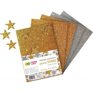 Naklejki z mikrogumy Happy Color Gwiazdki w arkuszu, 5szt