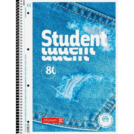 Kołonotatnik Brunnen Premium A4/80/90g linia, Jeans