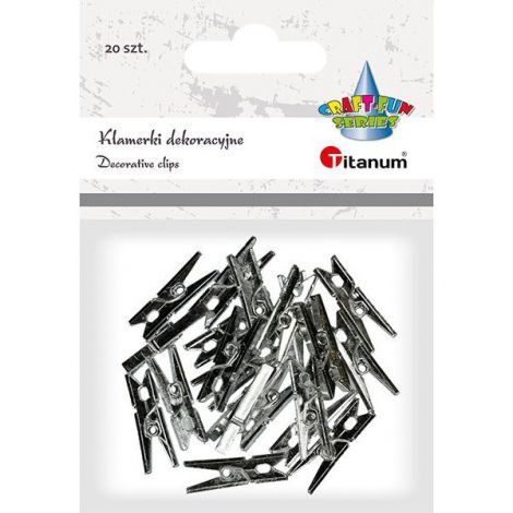 Klamerki plastikowe Titanum Srebrne, 20szt