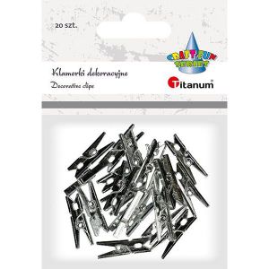 Klamerki plastikowe Titanum Srebrne, 20szt
