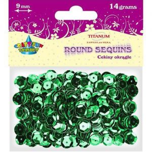 Cekiny Titanum 9mm, Zielone 14g