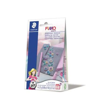 Zestaw biżuteryjny Staedtler Fimo Soft, Kostki, 4x25g+akcesoria