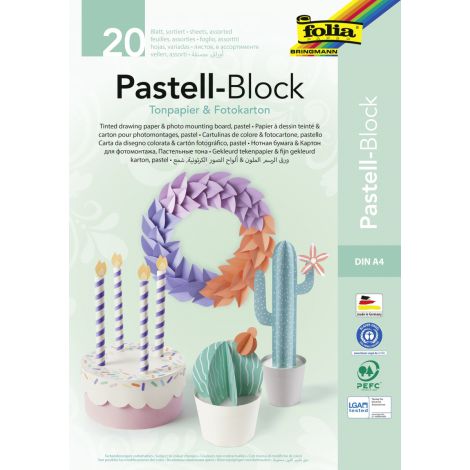 Blok rysunkowy Folia Kolorowy A4/20/300g lub 130g Pastel