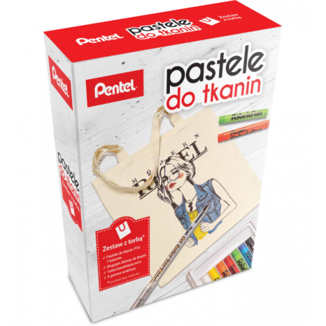 Pastele do tkanin Pentel Zestaw z torbą, 7 kolorów