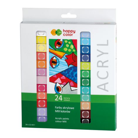 Farby akrylowe Happy Color Hobby, 24 kolory