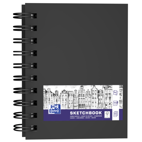 Szkicownik Oxford Sketchbook Podwójna Spirala A6/80 Czarny