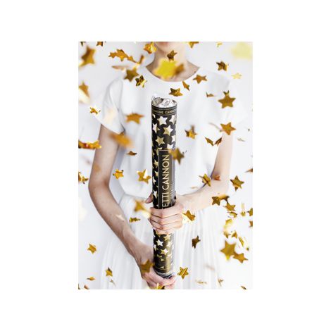 Tuba konfetti PartyDeco z gwiazdkami, złota, 60cm - 4