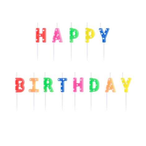 Świeczki urodzinowe Happy Birthday, mix kolorów, 2,5 cm, 13 sztuk