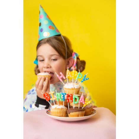 Świeczki urodzinowe Happy Birthday, mix kolorów, 2,5 cm, 13 sztuk - 6