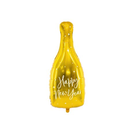 Balon foliowy Butelka - Happy New Year, 32x82cm, złoty