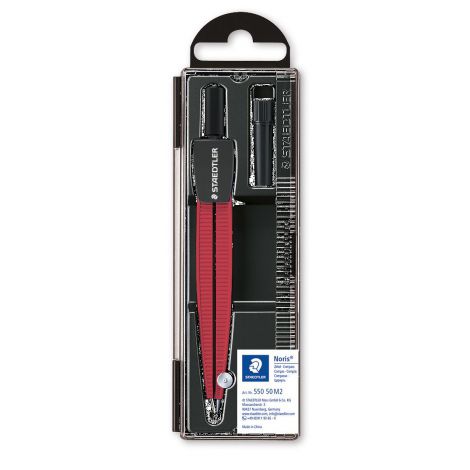 Cyrkiel Staedtler szkolny, z etui na grafity, czerwony