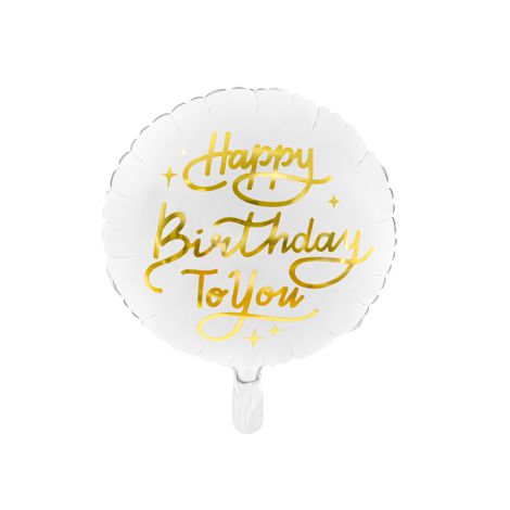 Balon foliowy Happy Birthday To You, 35 cm, biały