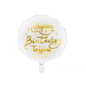 Balon foliowy Happy Birthday To You, 35 cm, biały